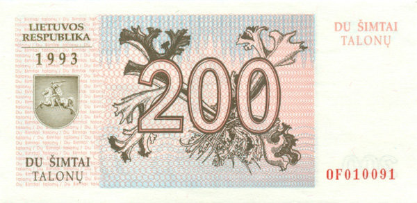200 талонов Литвы1993 года р45