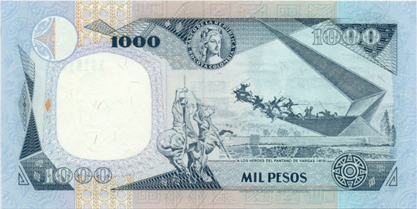1000 песо Колумбии 1994-1995 годов. P-438 1000 песо Колумбии 1994-1995 годов. P-438