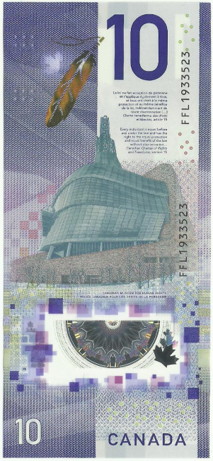 10 долларов Канады 2018 года. P-W113