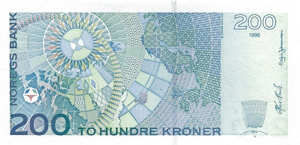 200 крон Норвегии 1994-2000 года. Р-48 200 крон Норвегии 1994-2000 года. Р-48