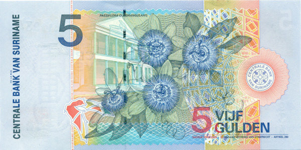 5 гульденов Суринама 2000 года. Р-146 5 гульденов Суринама 2000 года. Р-146