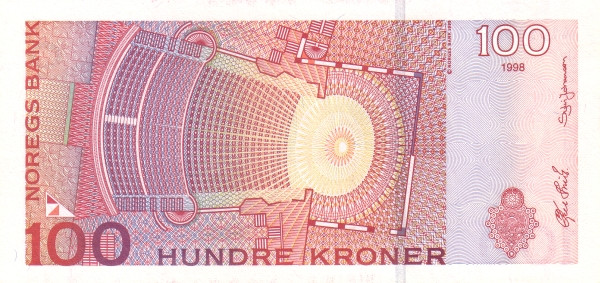 100 крон Норвегии 1995-1999 года. Р-47 100 крон Норвегии 1995-1999 года. Р-47