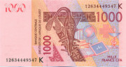 1000 франков Сенегала 2003 года р715Кa 1000 франков Сенегала 2003 года р715Кa