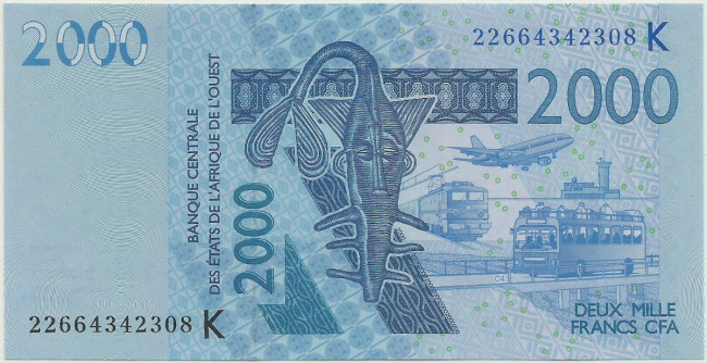 2000 франков Сенегала 2003-2024 годов. P-716К 2000 франков Сенегала 2003-2024 годов. P-716К