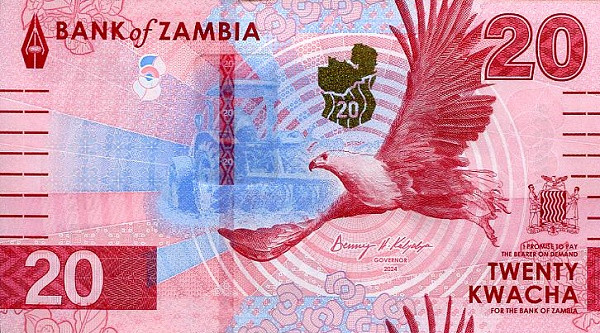 20 квача Замбии 2024 года. Р-W63 20 квача Замбии 2024 года. Р-W63