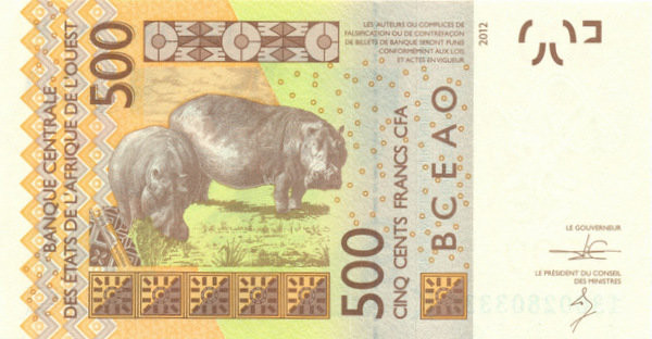 500 франков Сенегала 2012 года р719Кb