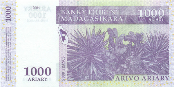 1000 ариари-5000 франков Мадагаскара 2004 года р89b