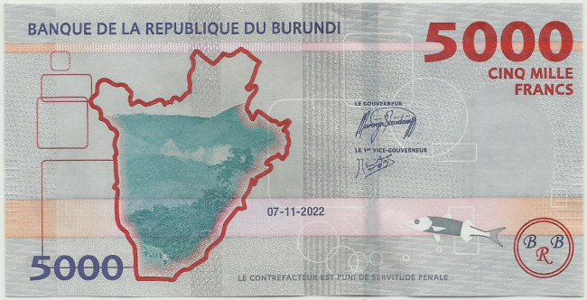 5000 франков Бурунди 2022 года. P-W58