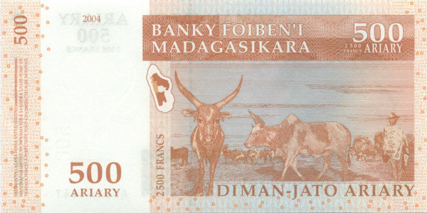 500 ариари-2500 франков Мадагаскара 2004 года р88b