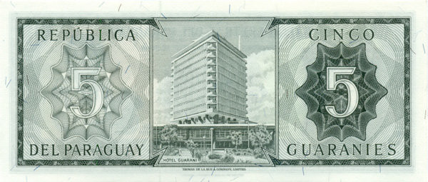 5 гуарани Парагвая 1952(1963) года p195b