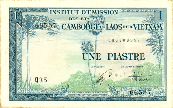 1 пиастр Французского Индокитая 1953 года p105