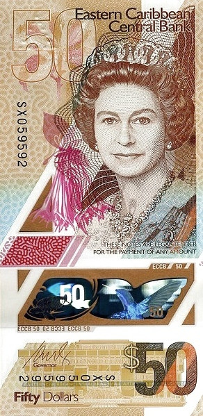 50 долларов Восточные Карибы 2019 года. Р-W59 50 долларов Восточные Карибы 2019 года. Р-W59