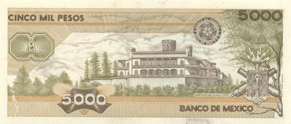 5000 песо Мексики 1987 года p88