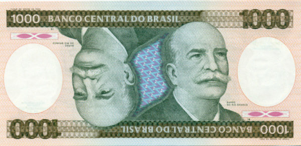 1000 крузейро Бразилии 1981-1986 годов. P-201 1000 крузейро Бразилии 1981-1986 годов. P-201
