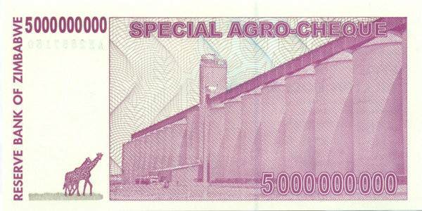 5 000 000 000 долларов Зимбабве 2008 года. P-61