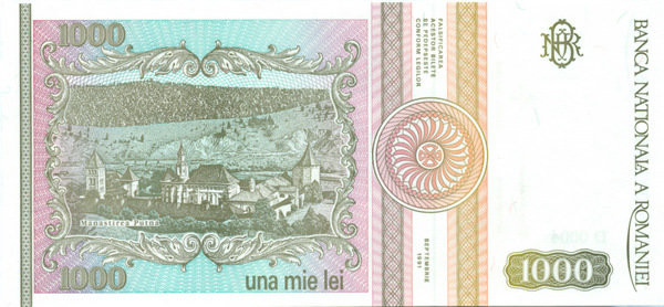 1000 лей Румынии 1991 года р101Аа(1)
