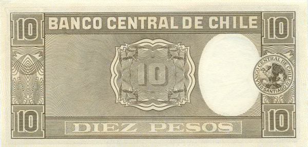 10 песо Чили 1958-1959 года p120(1)