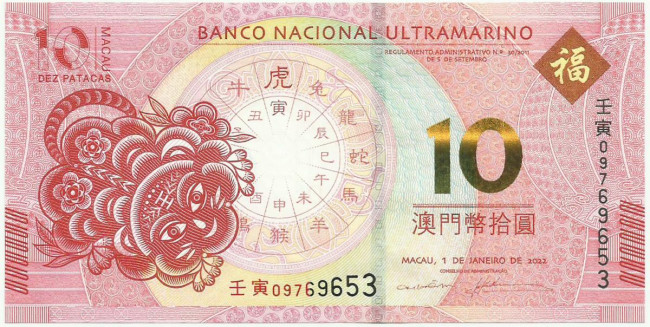 10 патак Макао 2022 года. P-W88G