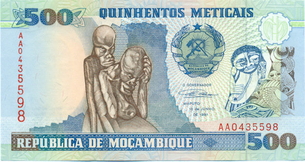 500 метикас Мозамбика 1991 года. Р-134