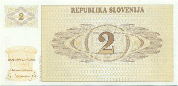 2 толара Словении 1990 года р2