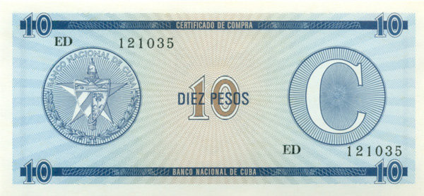 10 песо Кубы 1985 года. P-FX22