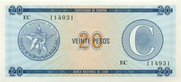 20 песо Кубы 1985 года. P-FX23