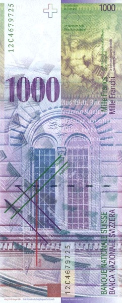 1000 франков Швейцарии 1996-2012 года 1000 франков Швейцарии 1996-2012 года