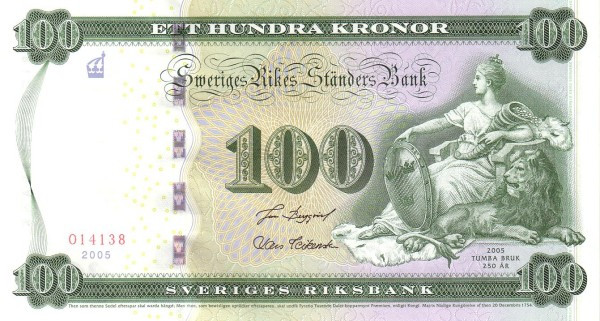 100 крон Швеции 2005 года Свеа. Р-68
