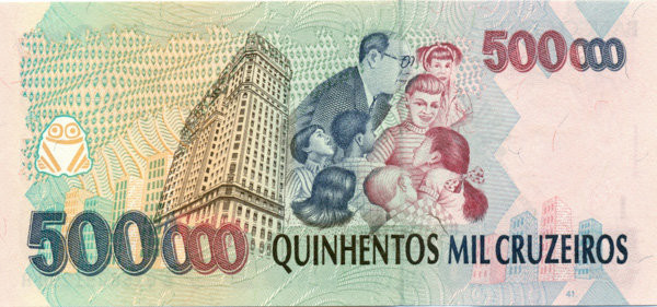 500 крузейро-реалов Бразилии 1993 года. P-239 500 крузейро-реалов Бразилии 1993 года. P-239