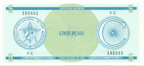 5 песо Кубы 1985 года. P-FX13