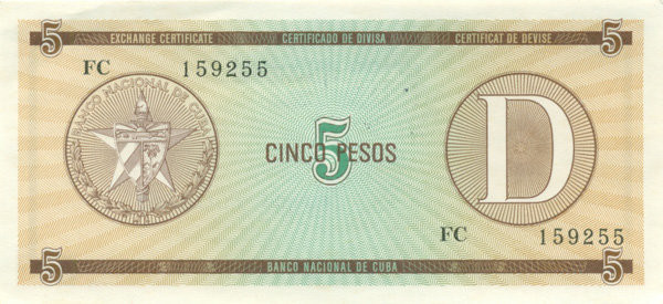 5 песо Кубы 1985 года. P-FX34