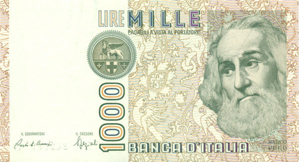 1000 лир Италии 1982 года. P-109 1000 лир Италии 1982 года. P-109