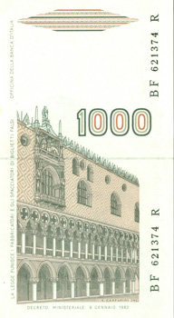1000 лир Италии 1982 года. P-109 1000 лир Италии 1982 года. P-109