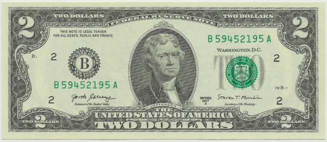 2 доллара США 2017 года. P-W545 2 доллара США 2017 года. P-W545